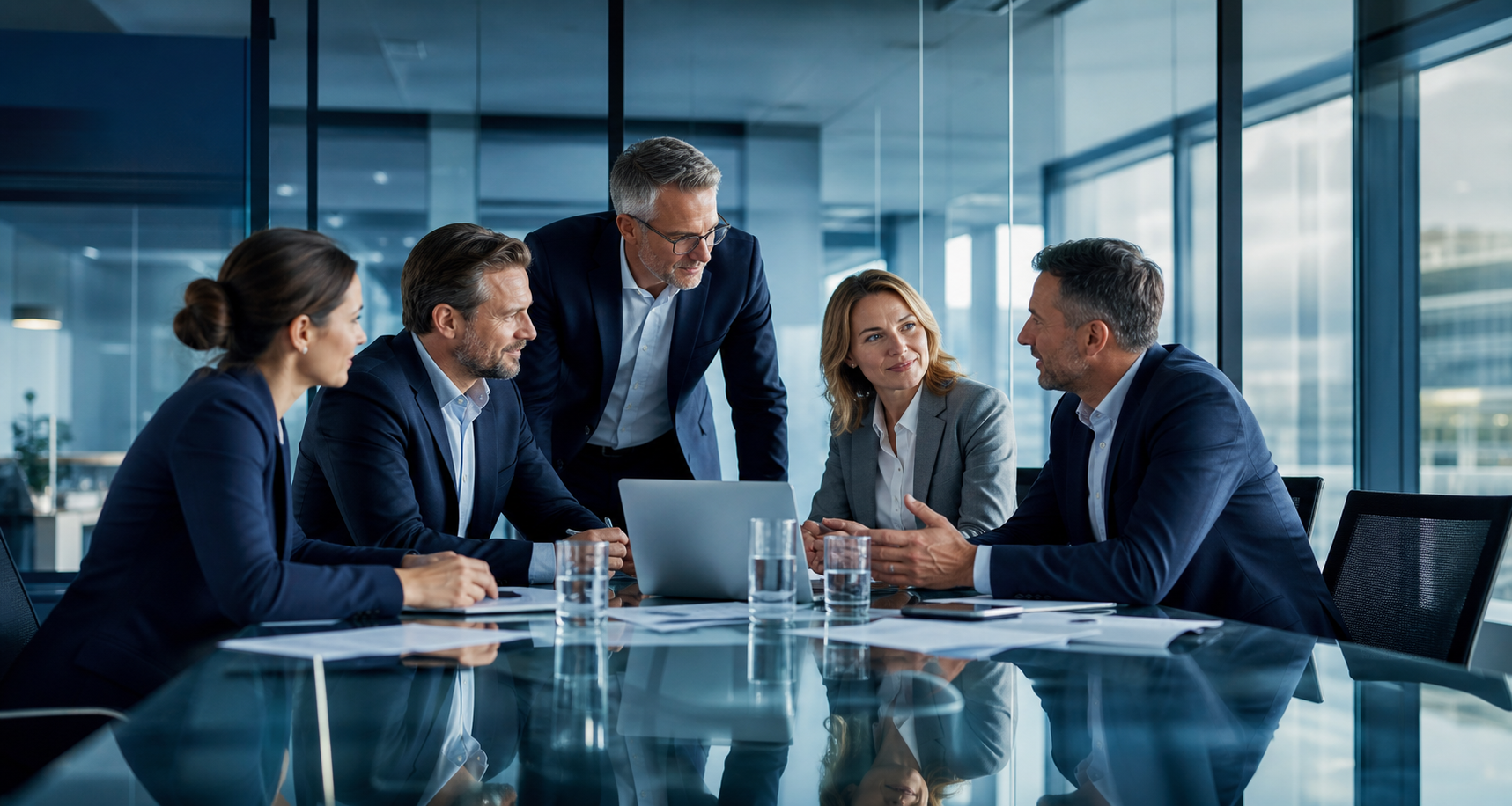 Business-Team in einer strukturierten Beratungssituation